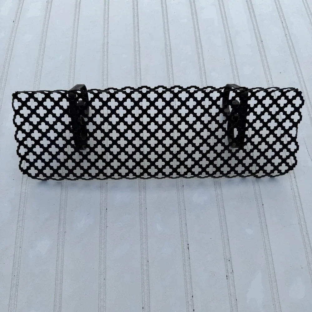 Vintage Black Wrought Iron Wall Shelf Scrollwork Brackets Perforated Metal Decor
